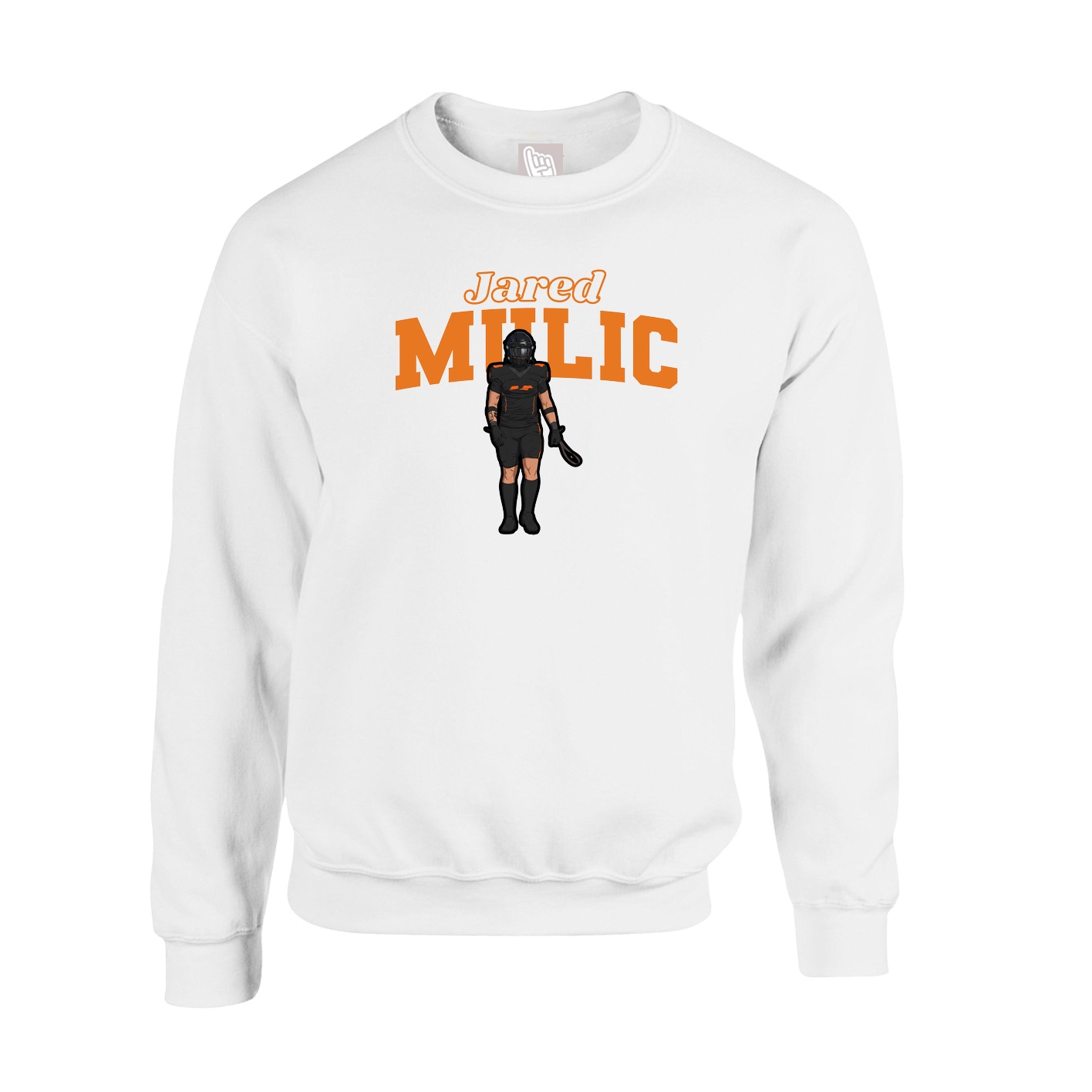 Fleece Crew — Name Arch in White