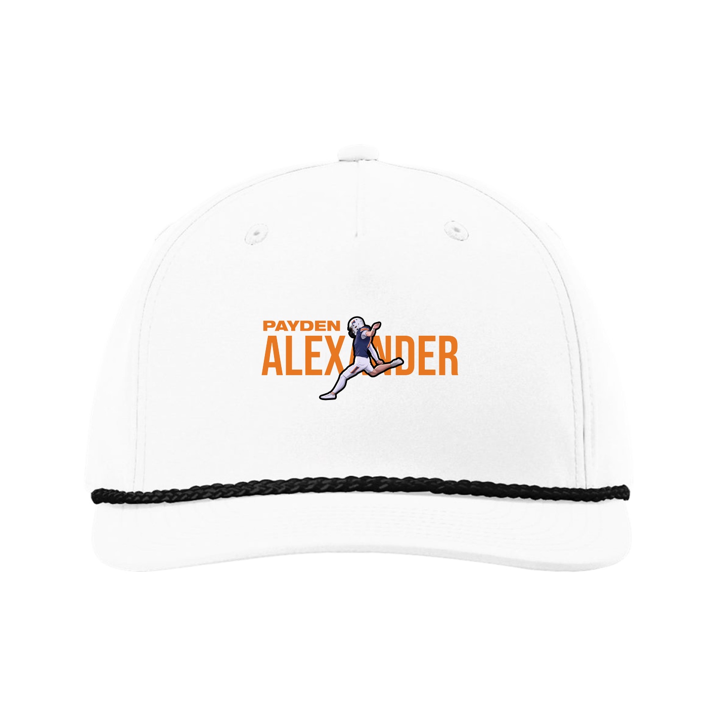 Five-Panel Classic Rope Cap — Player Name in White