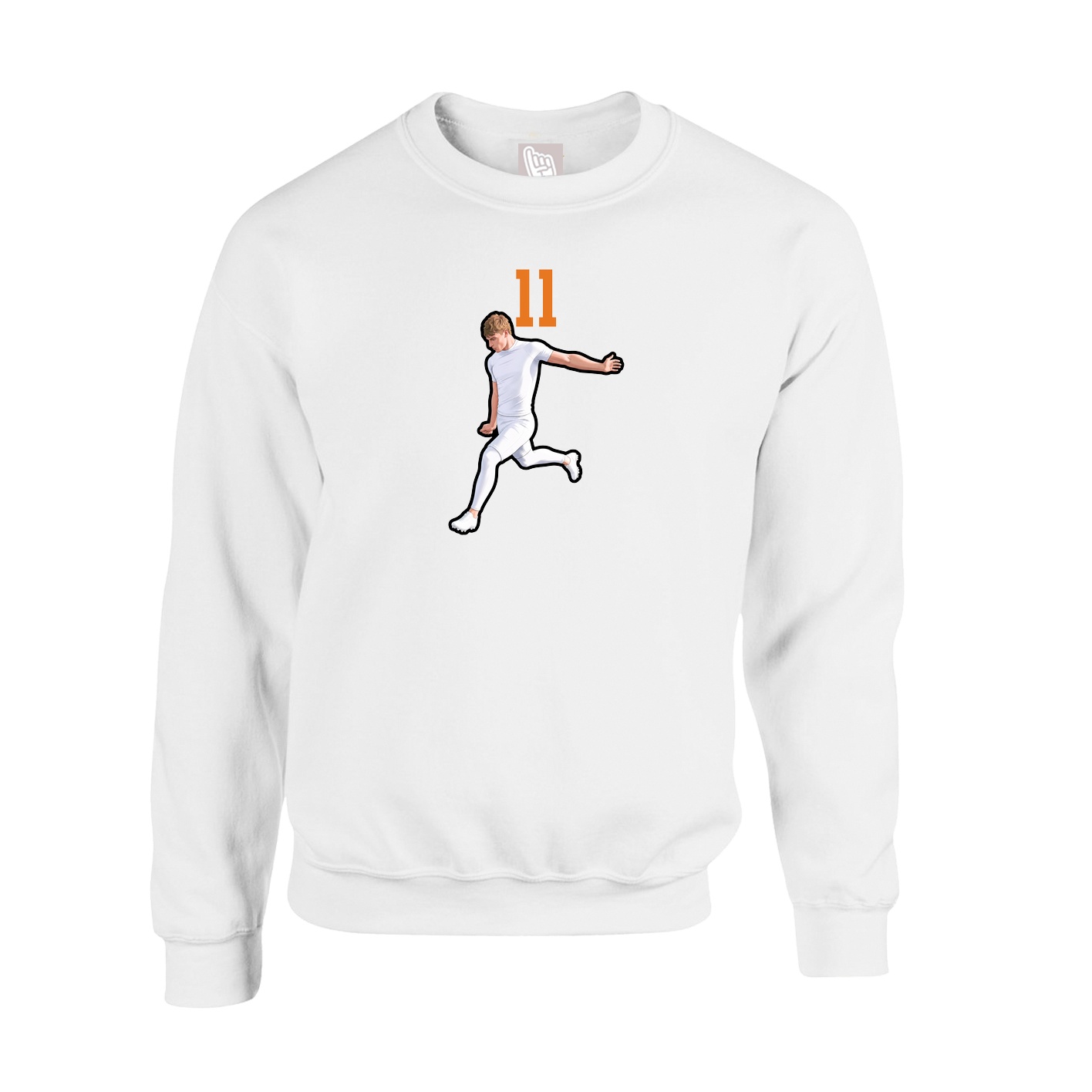 Fleece Crew — Number Top in White