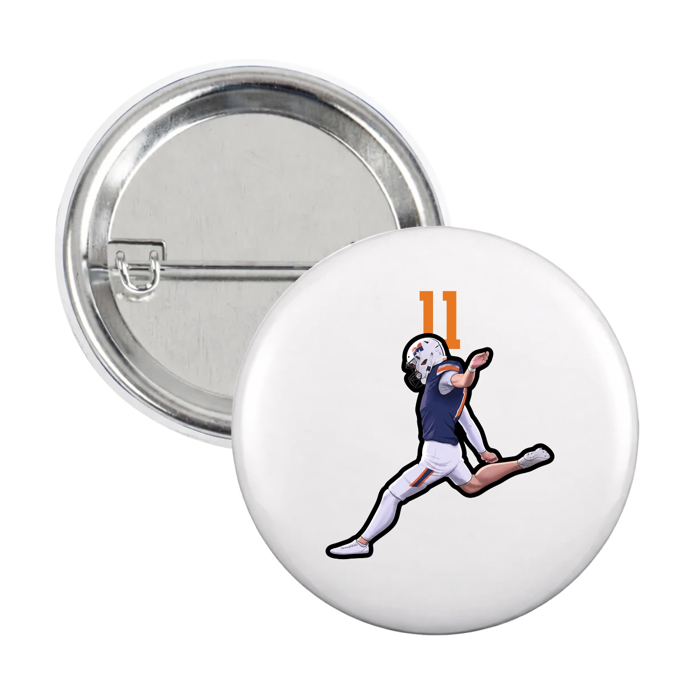 Game Day Button — Number Top in White