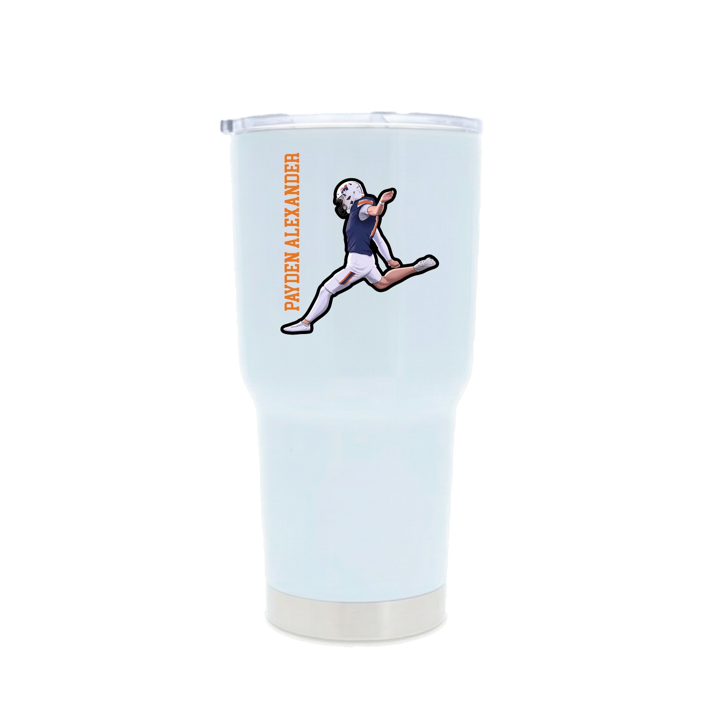 30oz Stainless Steel Tumbler — Name Vertical in White