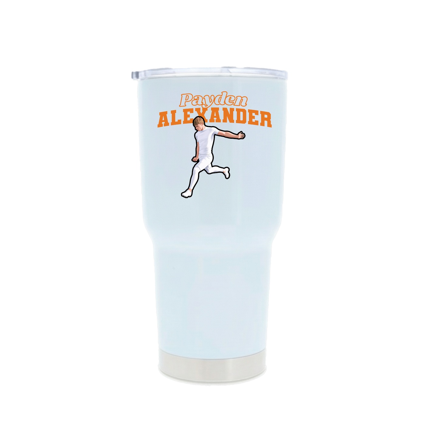 30oz Stainless Steel Tumbler — Name Arch in White