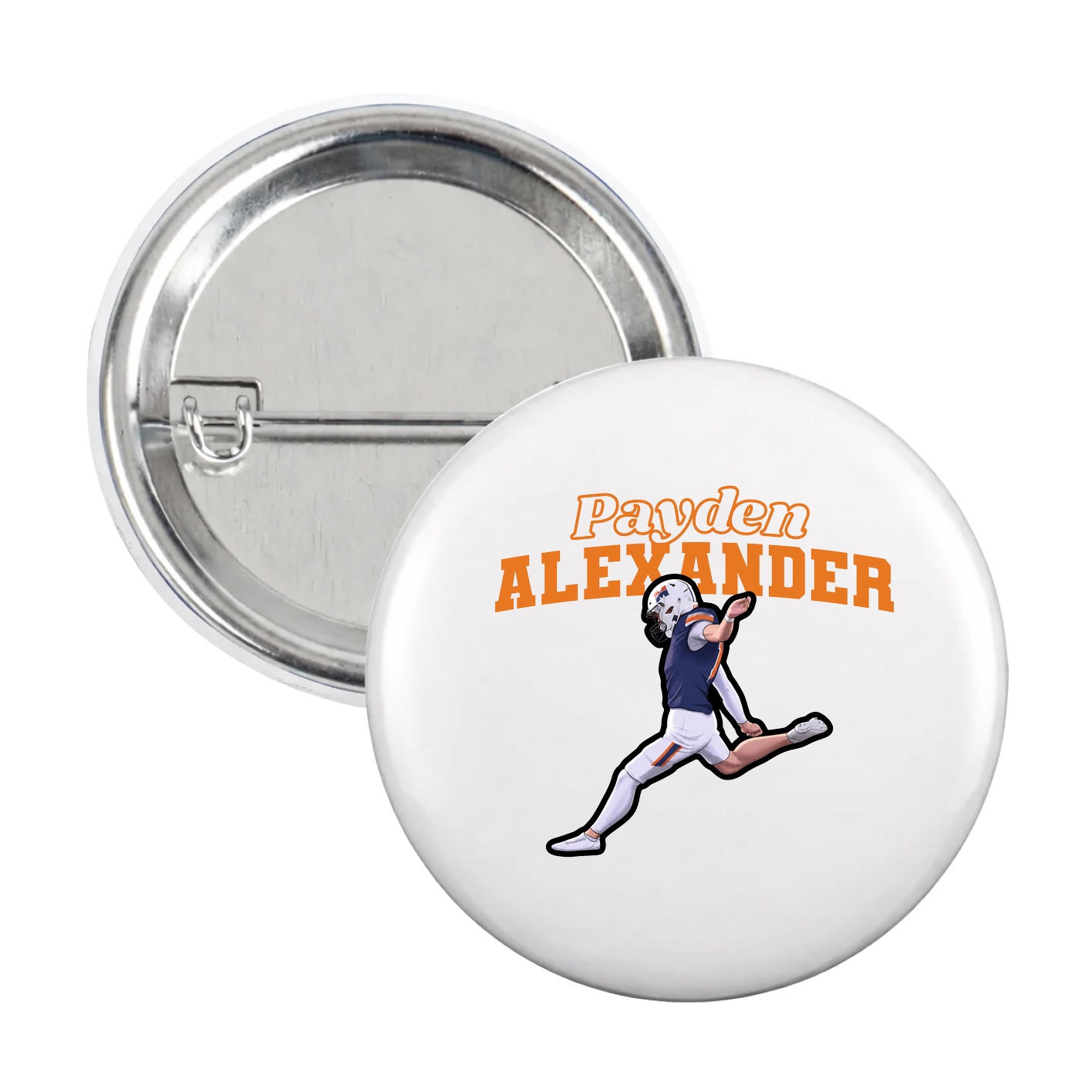 Game Day Button — Name Arch in White