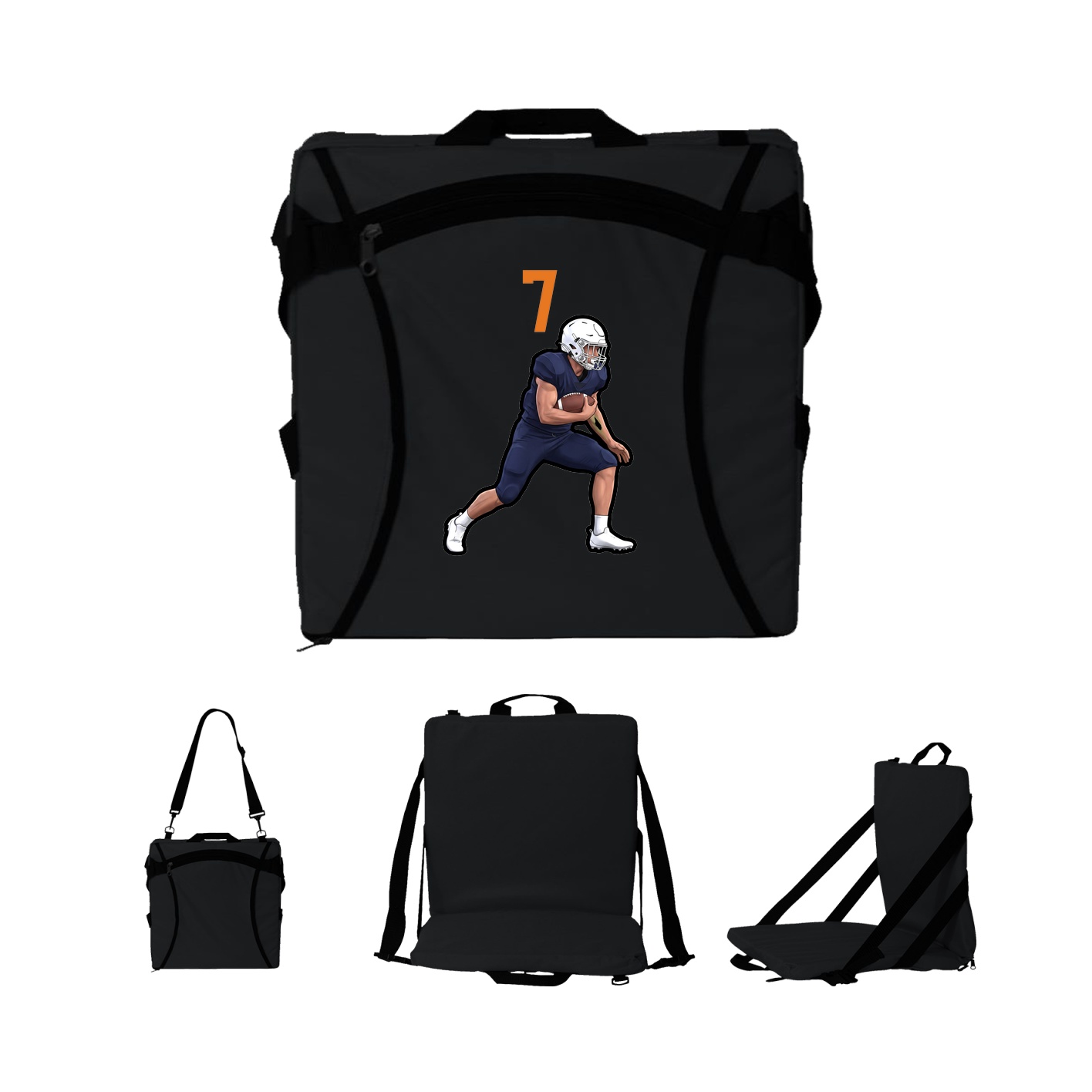 Folding Stadium Seat — Number Top in Black