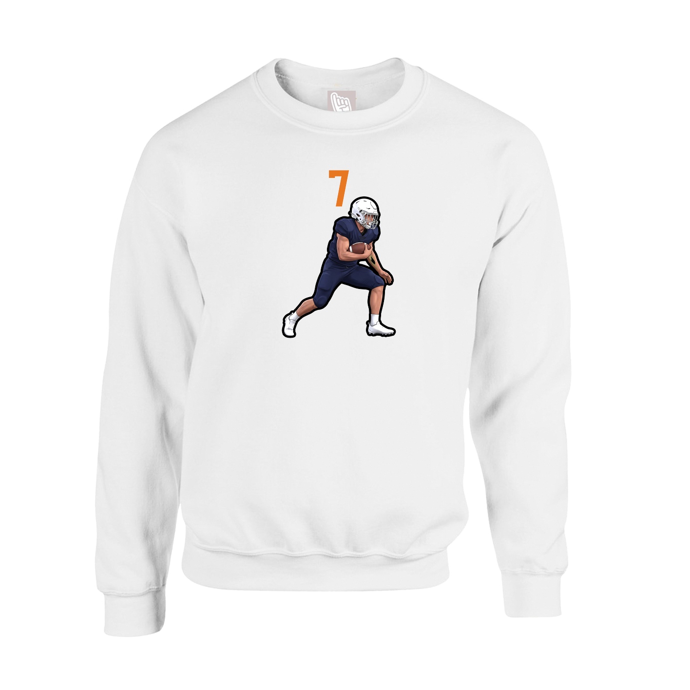 Fleece Crew — Number Top in White