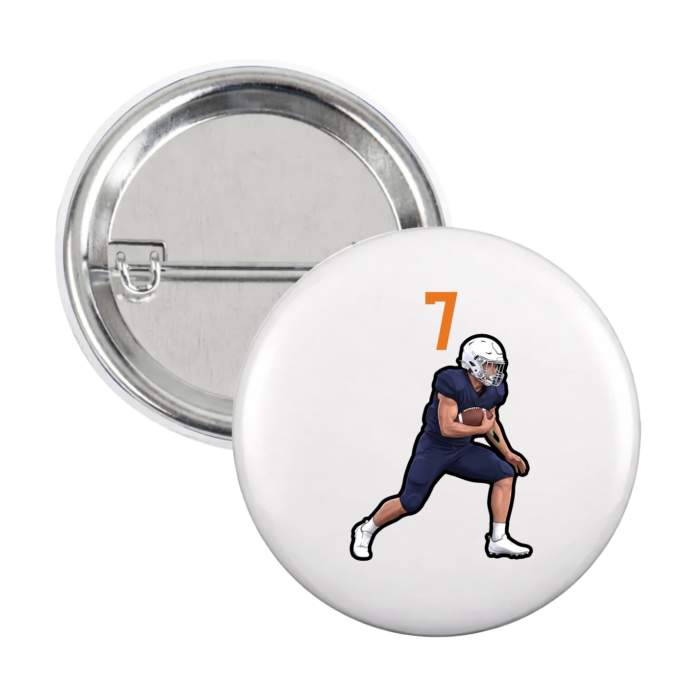Game Day Button — Number Top in White