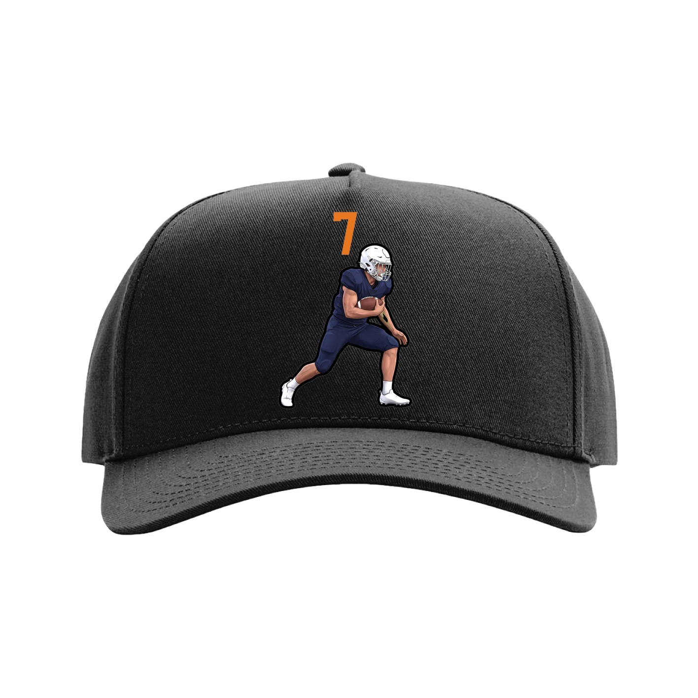 Full Fabric Five-Panel Champ Cap — Number Top in Black