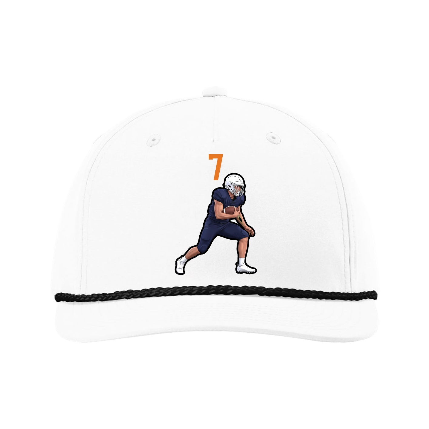 Five-Panel Classic Rope Cap — Number Top in White