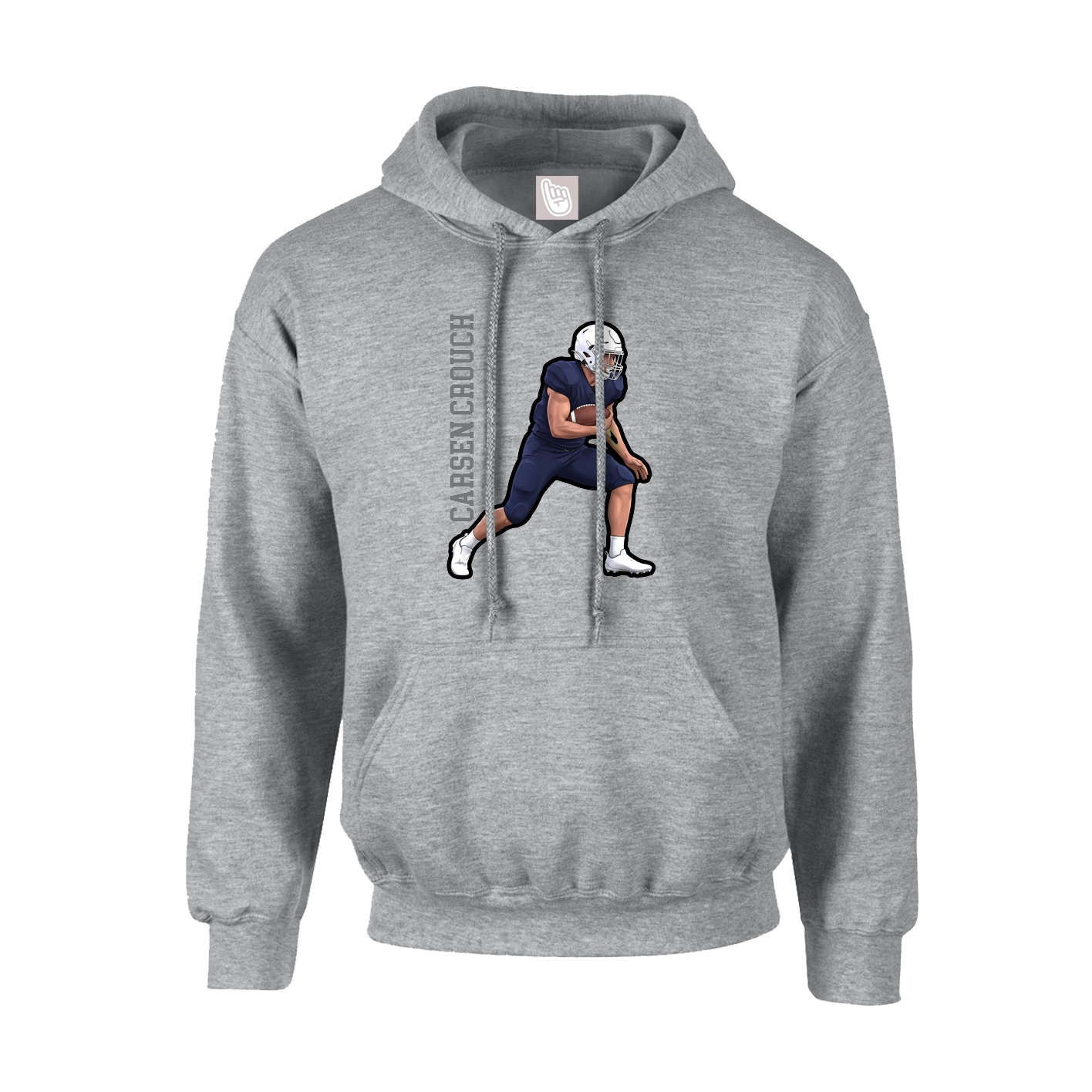 Youth Hoodie — Name Vertical in Grey