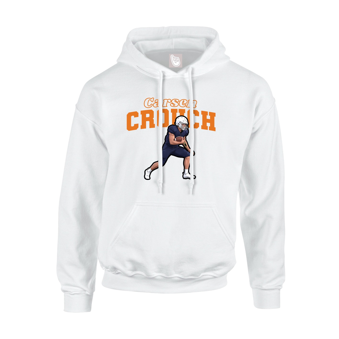 Youth Hoodie — Name Arch in White