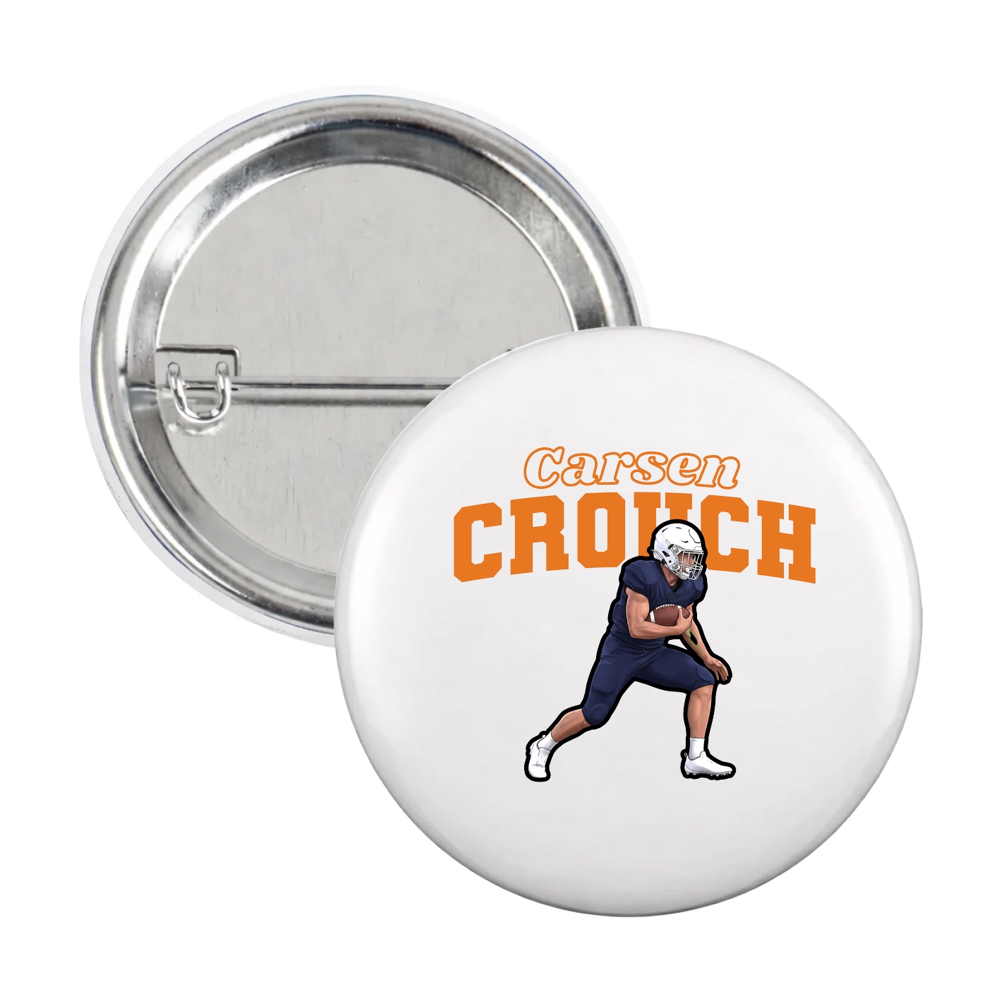 Game Day Button — Name Arch in White