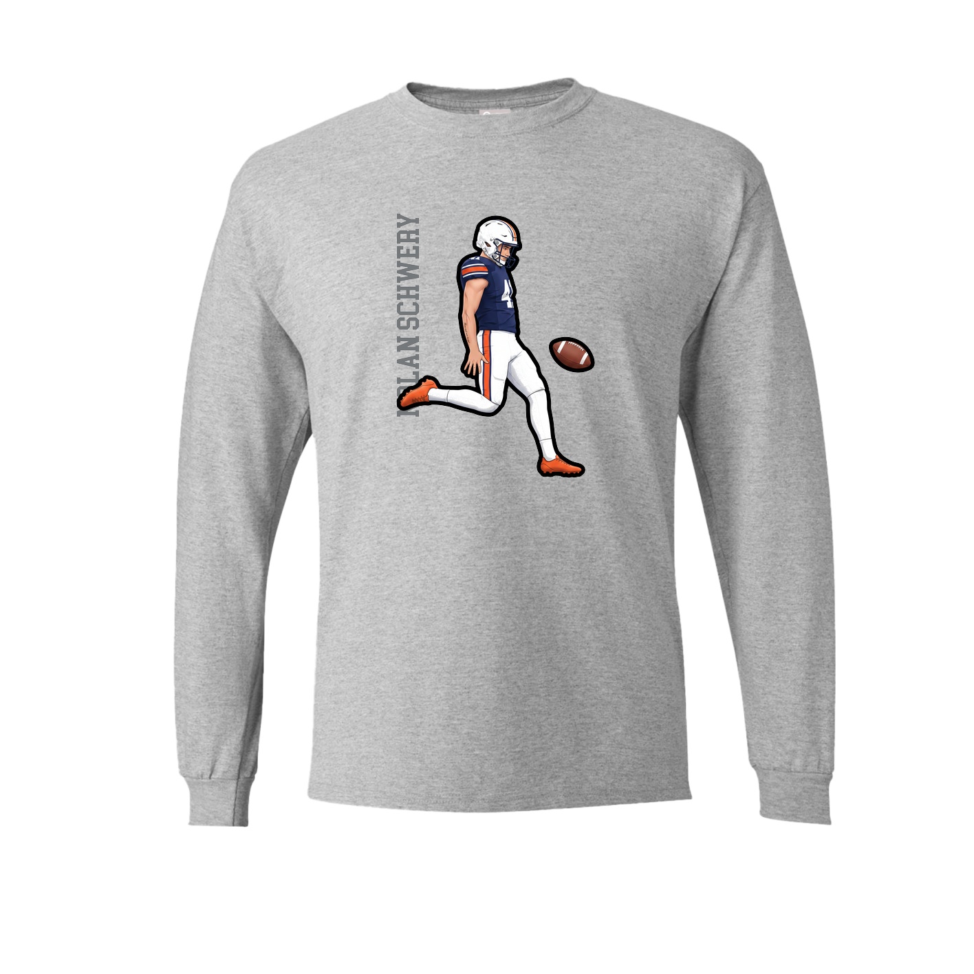 Long Sleeve Tee — Name Vertical in Grey