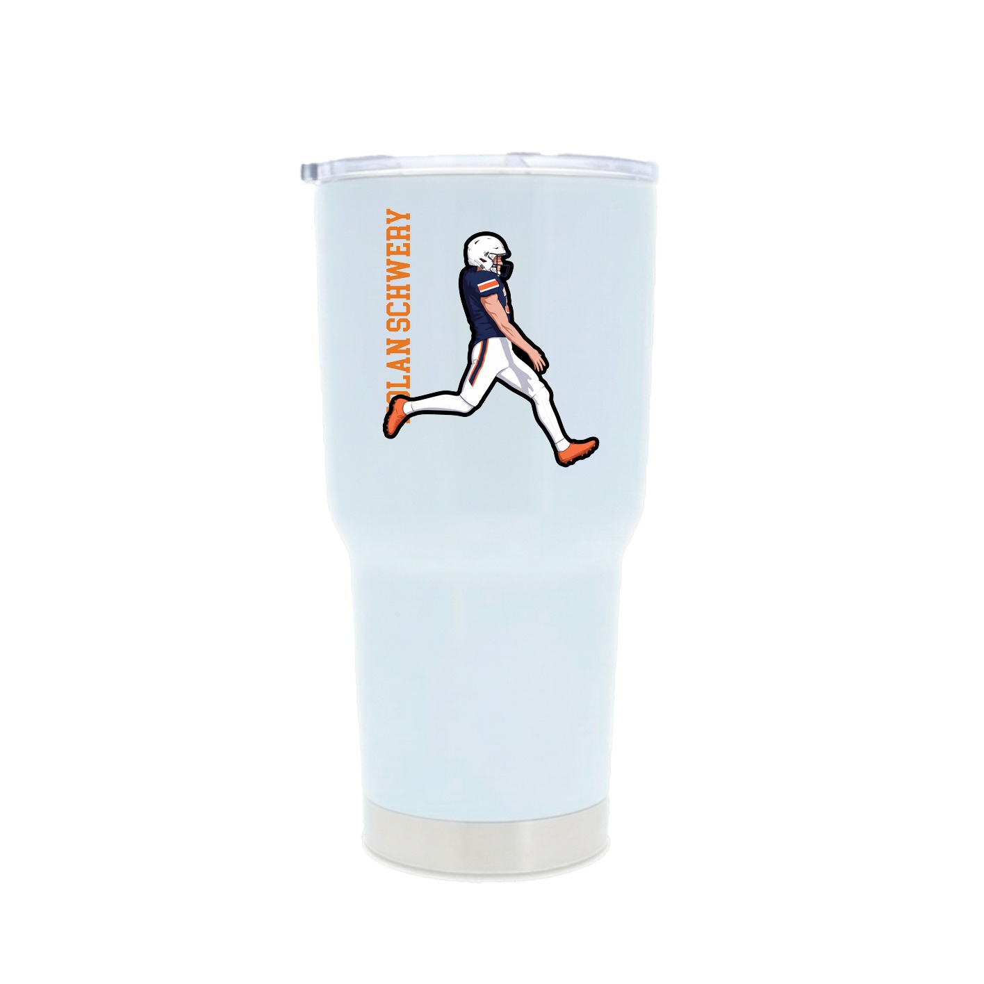 30oz Stainless Steel Tumbler — Name Vertical in White