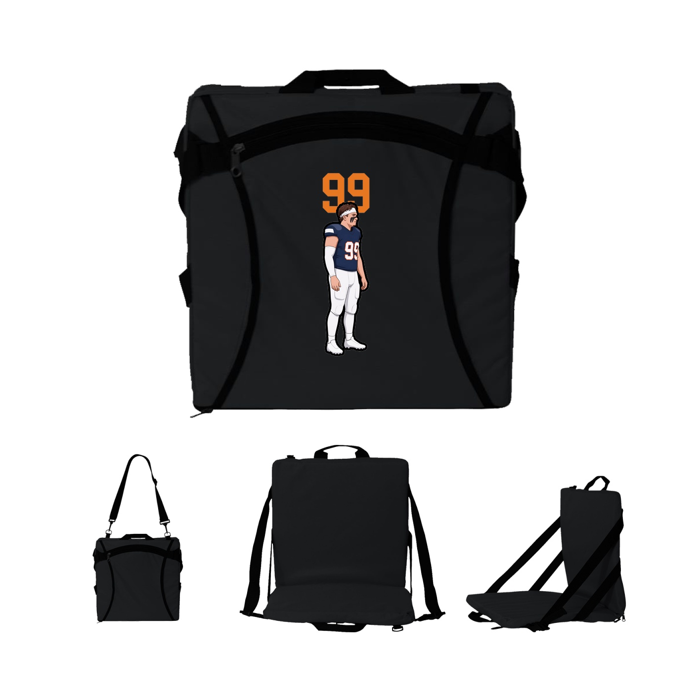 Folding Stadium Seat — Number Top in Black