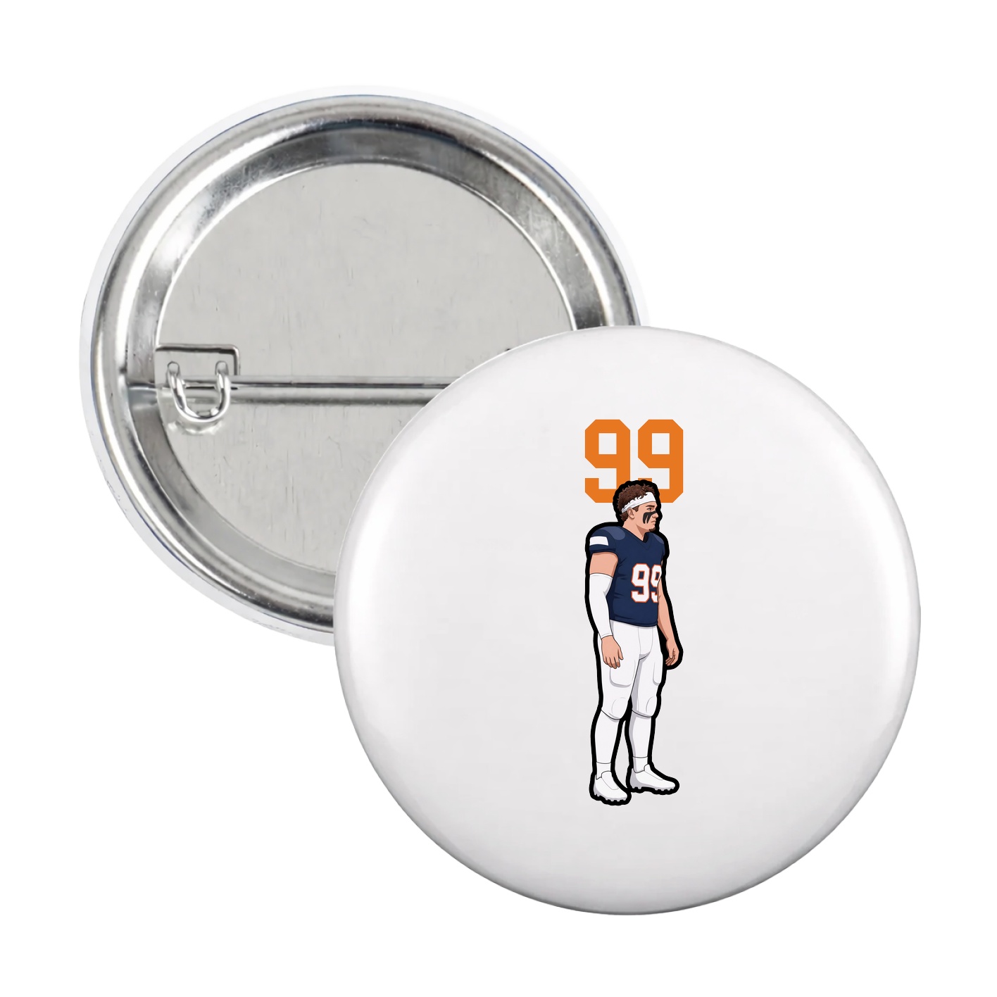 Game Day Button — Number Top in White