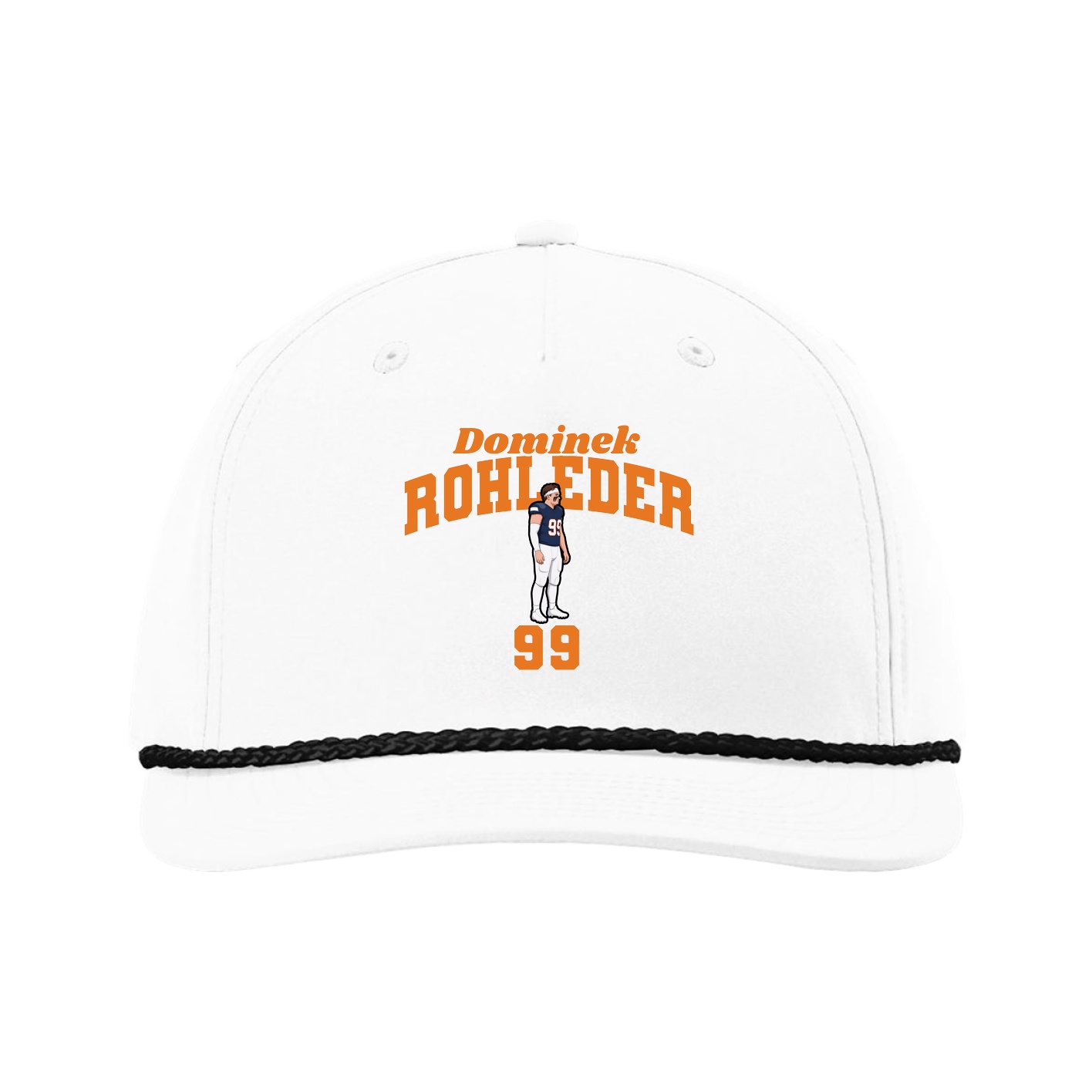 Five-Panel Classic Rope Cap — Signature Arch in White
