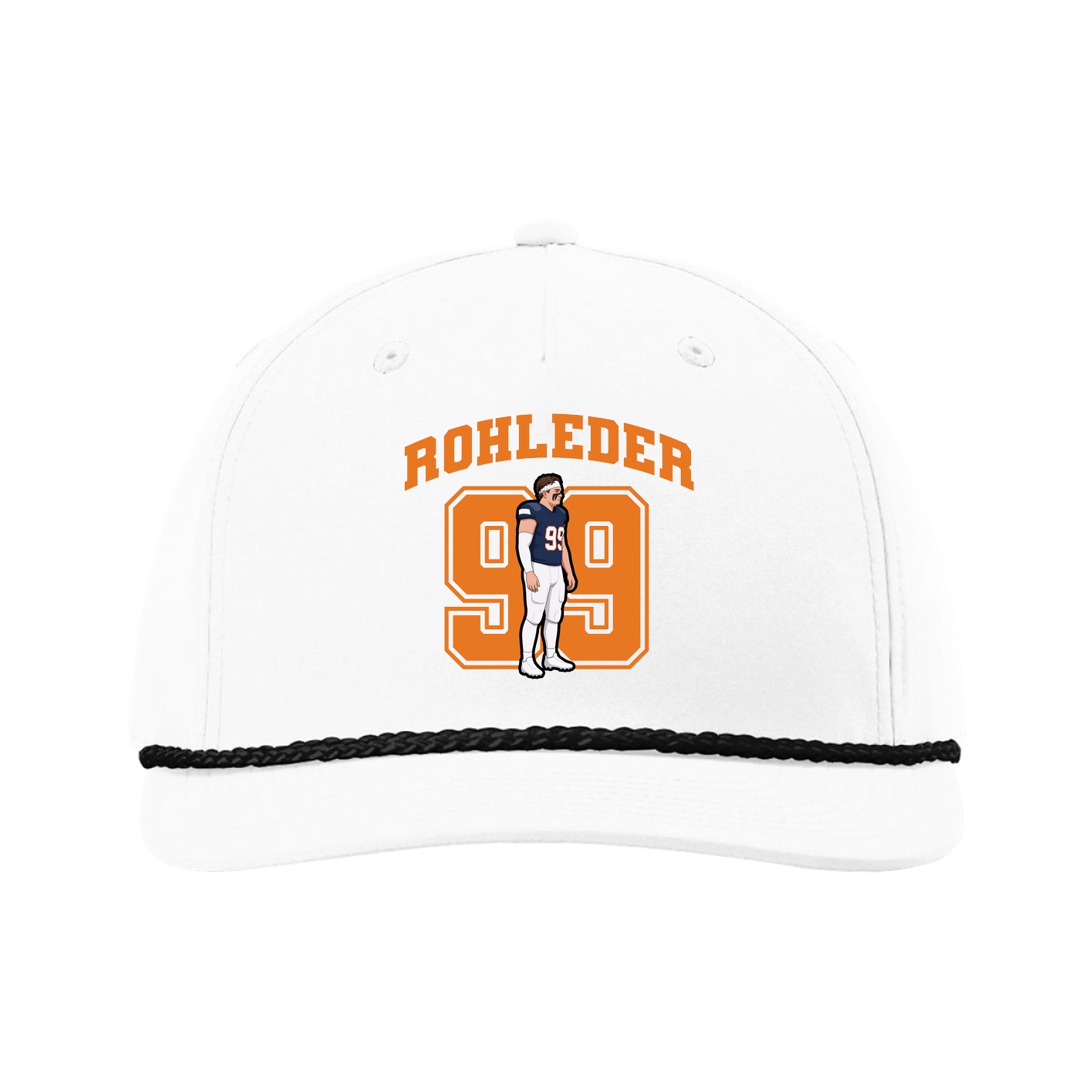 Five-Panel Classic Rope Cap — Number in White