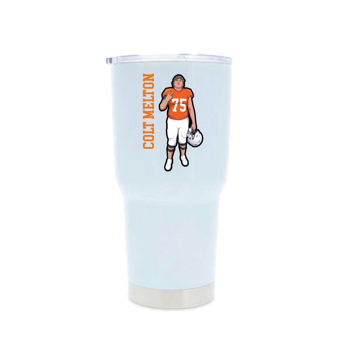 30oz Stainless Steel Tumbler — Name Vertical in White