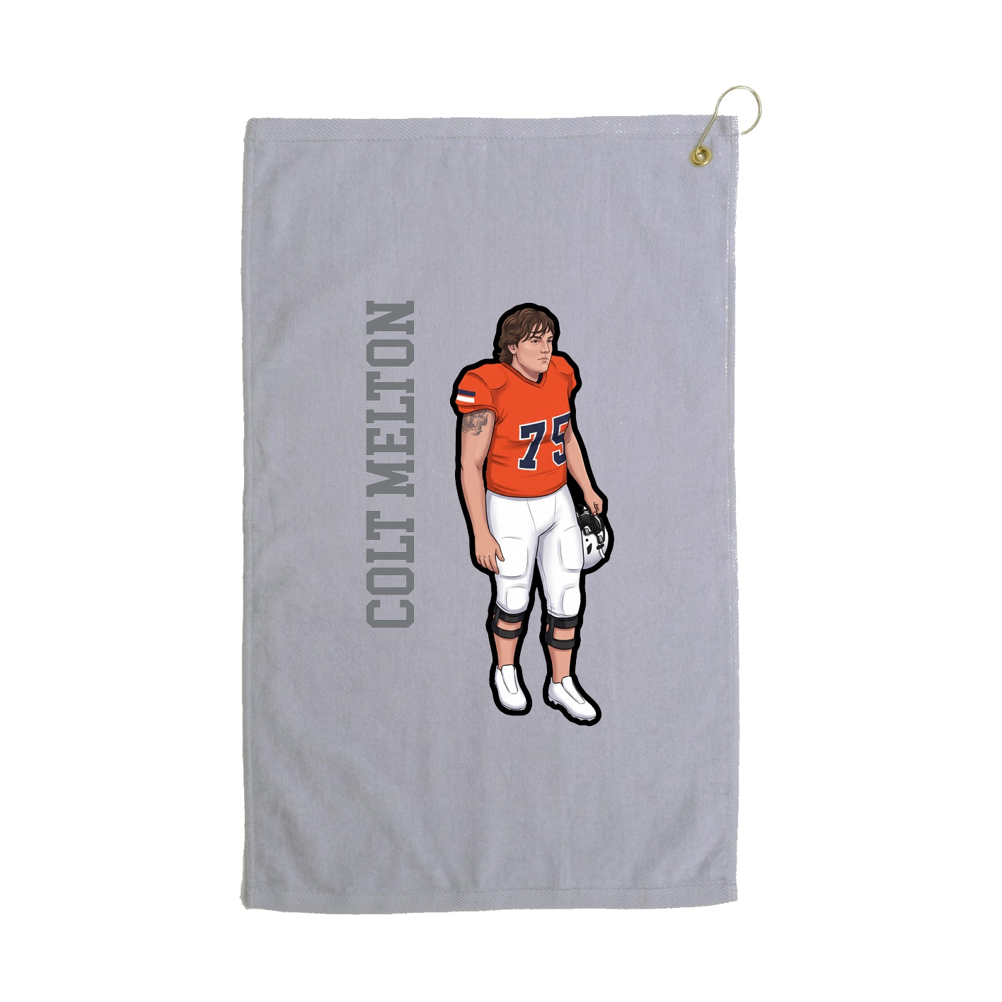 Golf Towel — Name Vertical in Grey