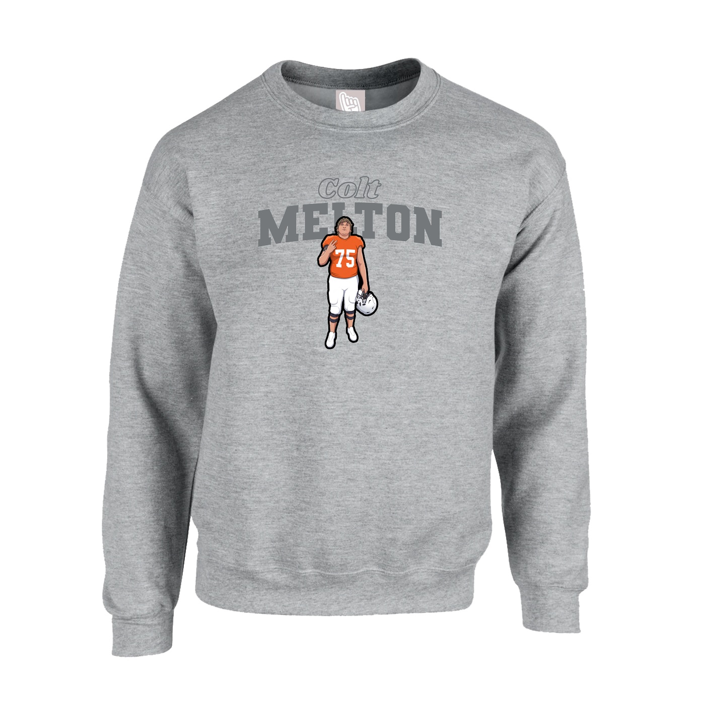 Fleece Crew — Name Arch in Grey