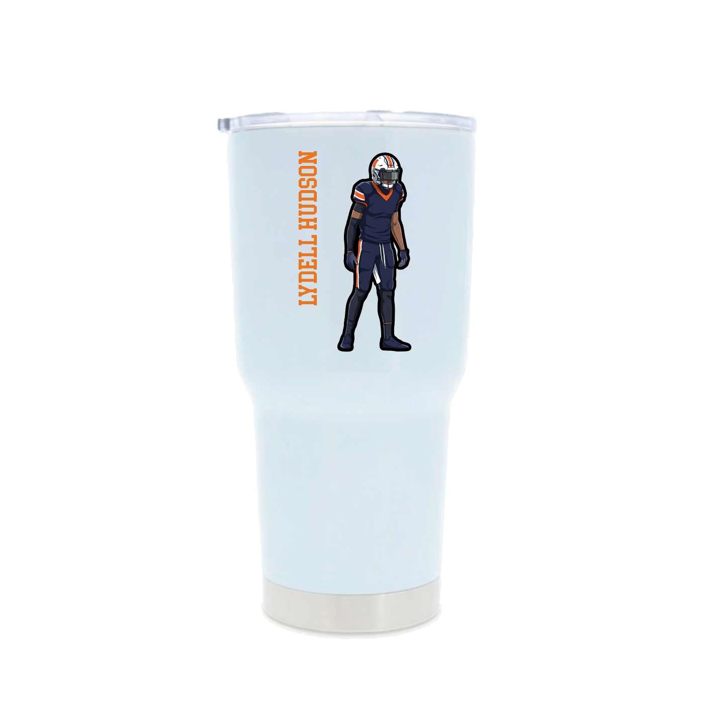 30oz Stainless Steel Tumbler — Name Vertical in White