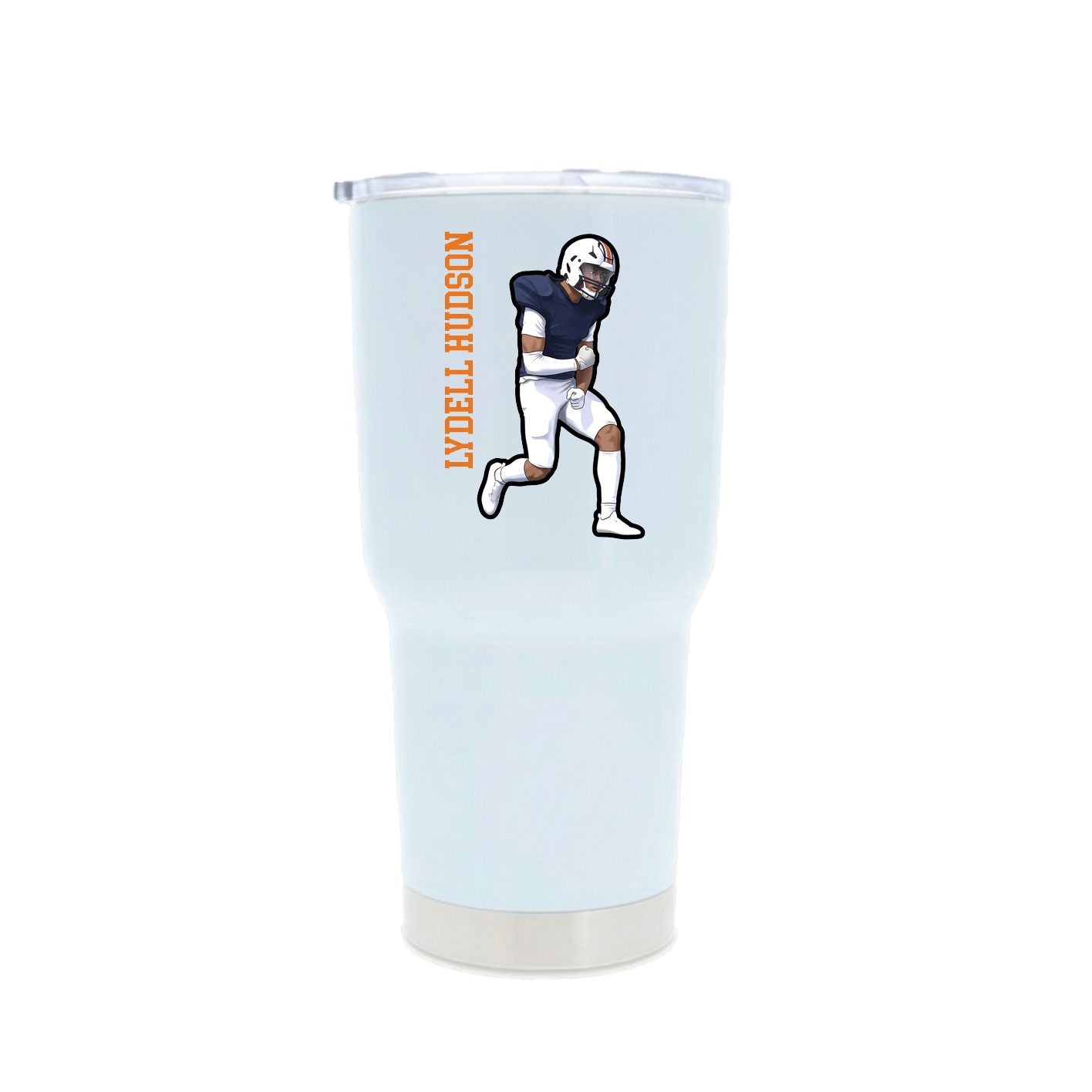 30oz Stainless Steel Tumbler — Name Vertical in White