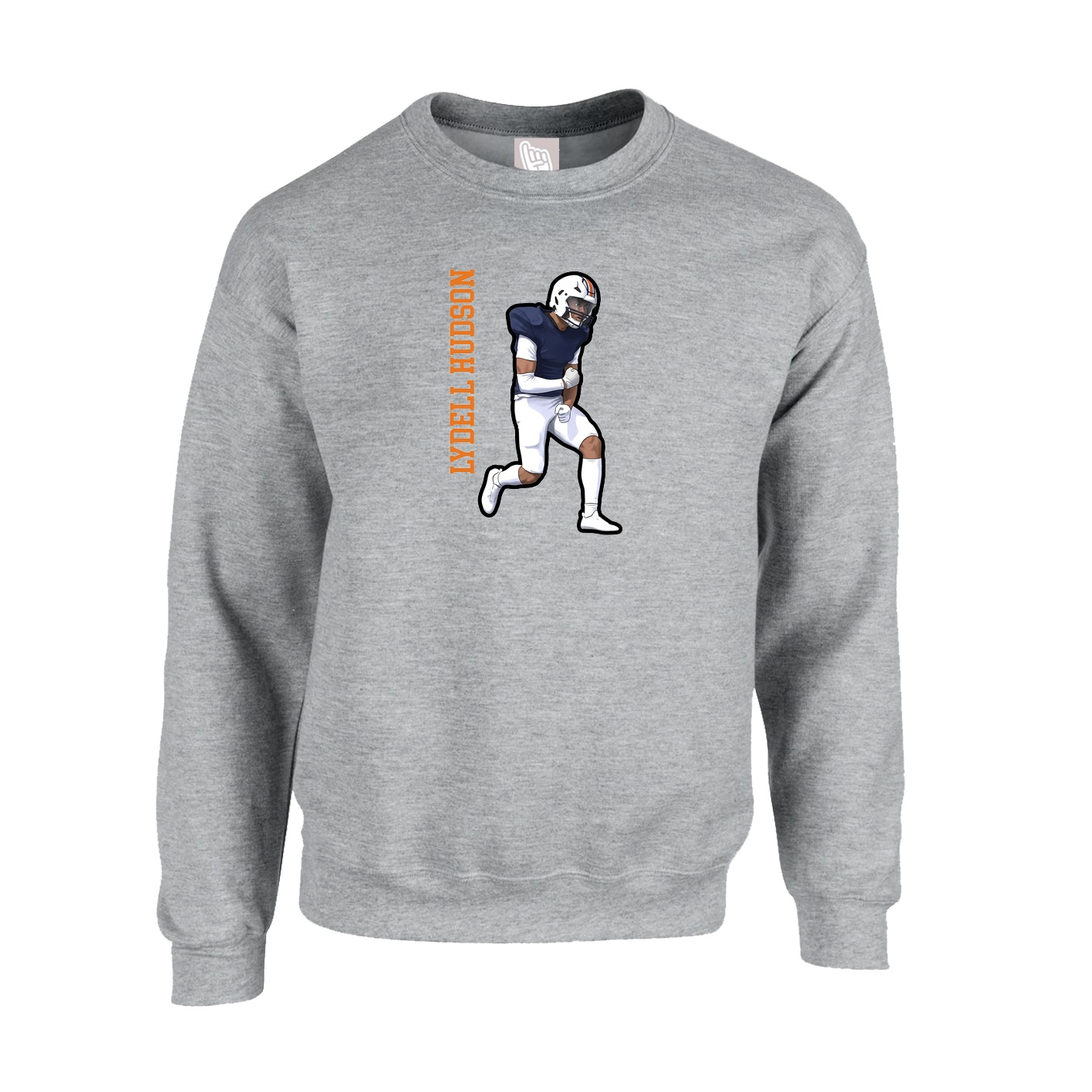 Fleece Crew — Name Vertical in Grey