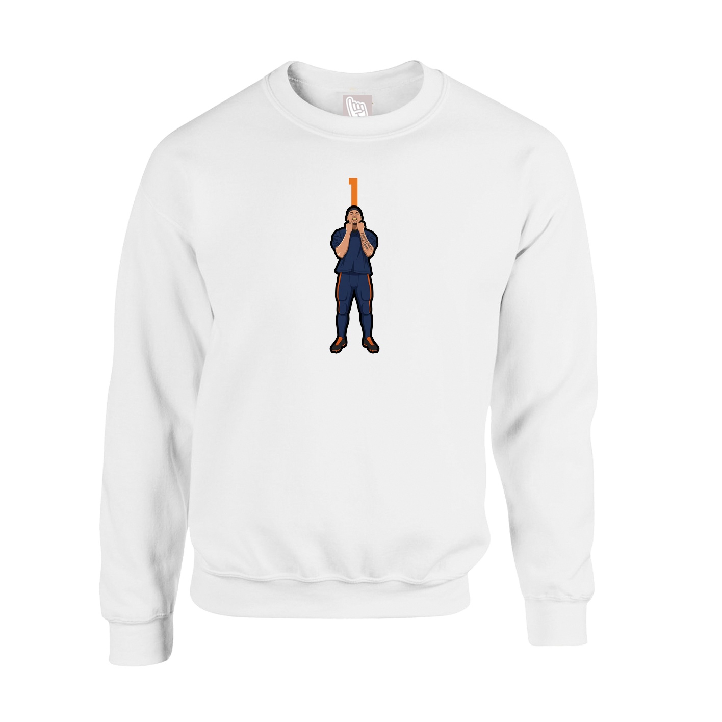 Fleece Crew — Number Top in White