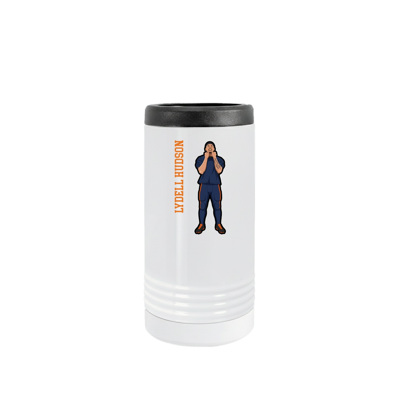 Slim Beverage Holder — Name Vertical in White