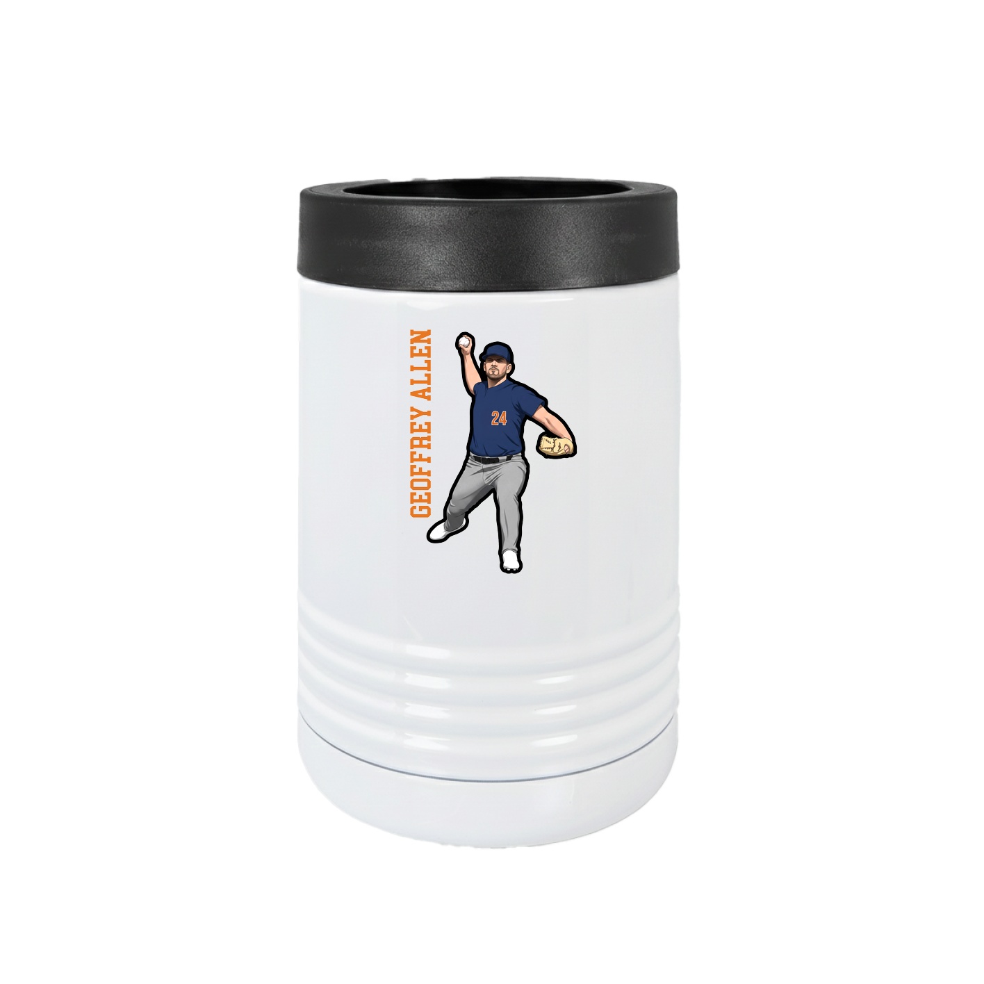 Beverage Holder — Name Vertical in White