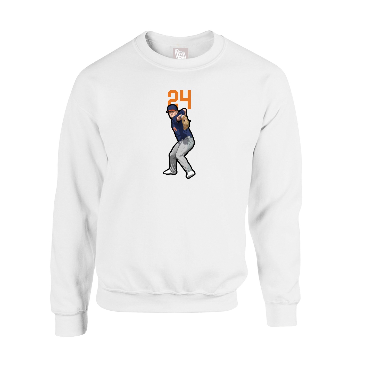 Fleece Crew — Number Top in White