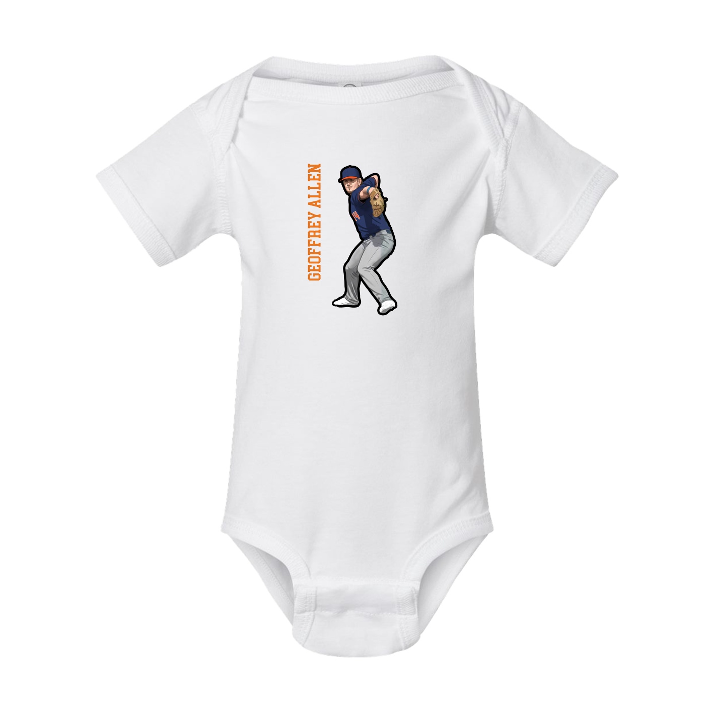 Baby Onesie — Name Vertical in White