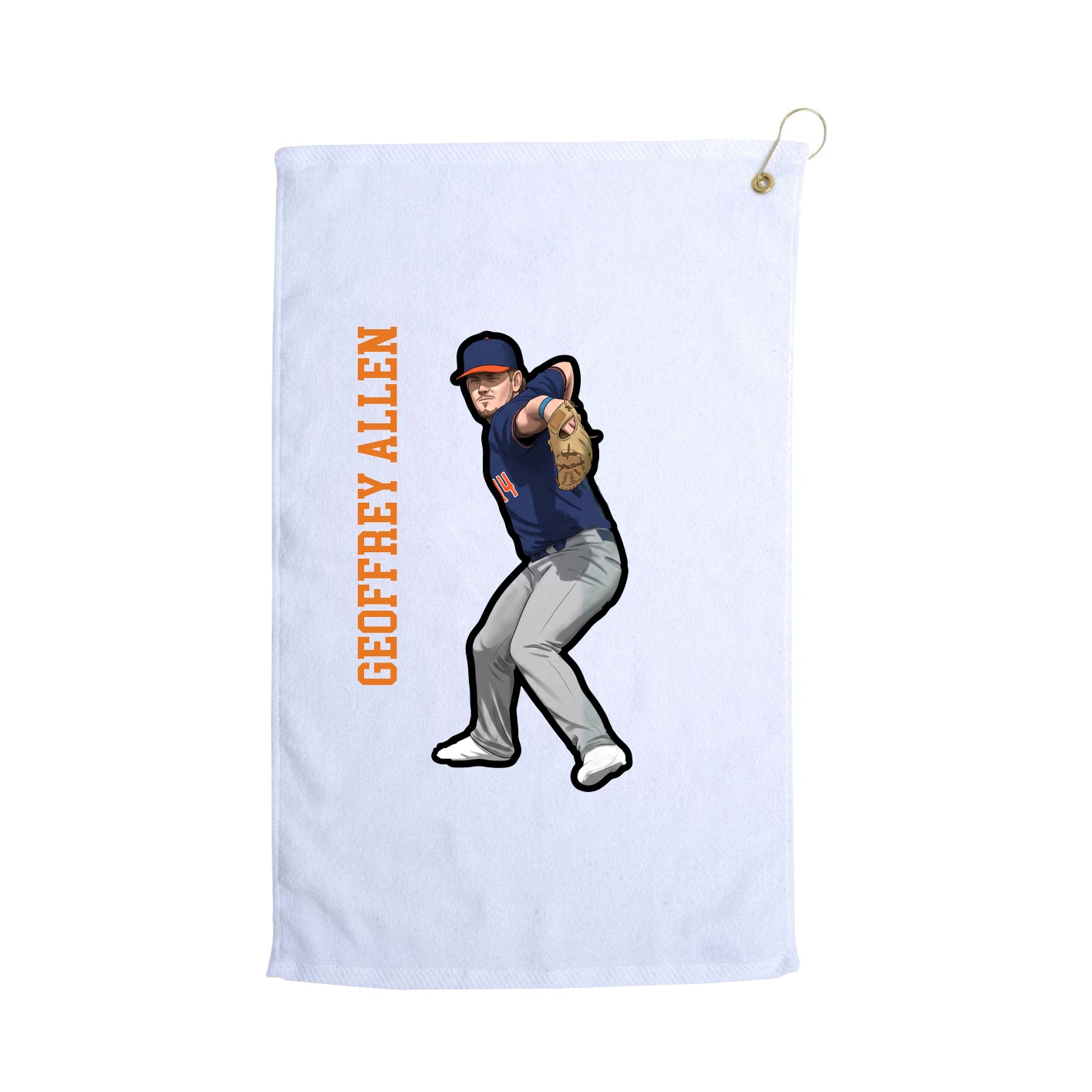 Golf Towel — Name Vertical in White