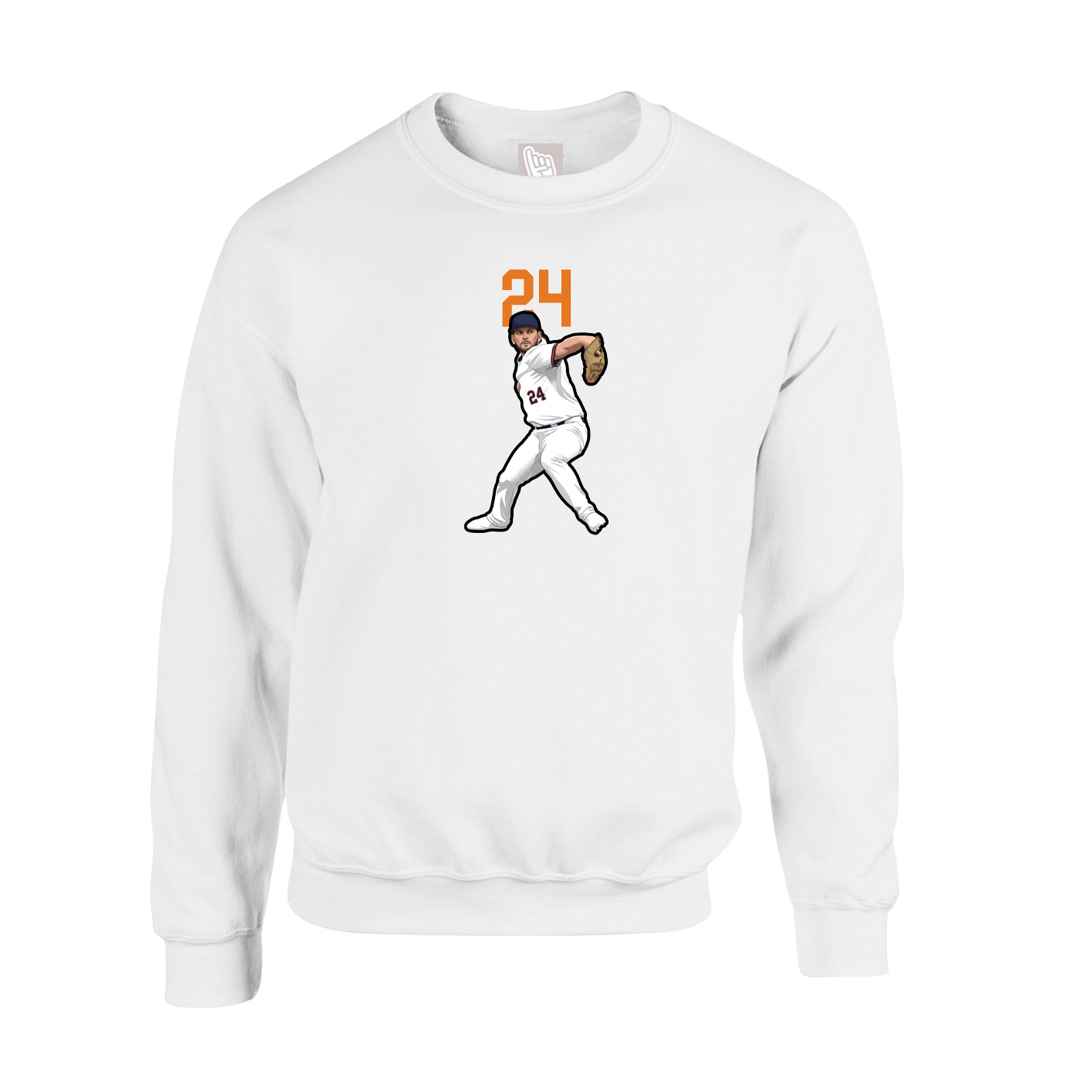 Fleece Crew — Number Top in White