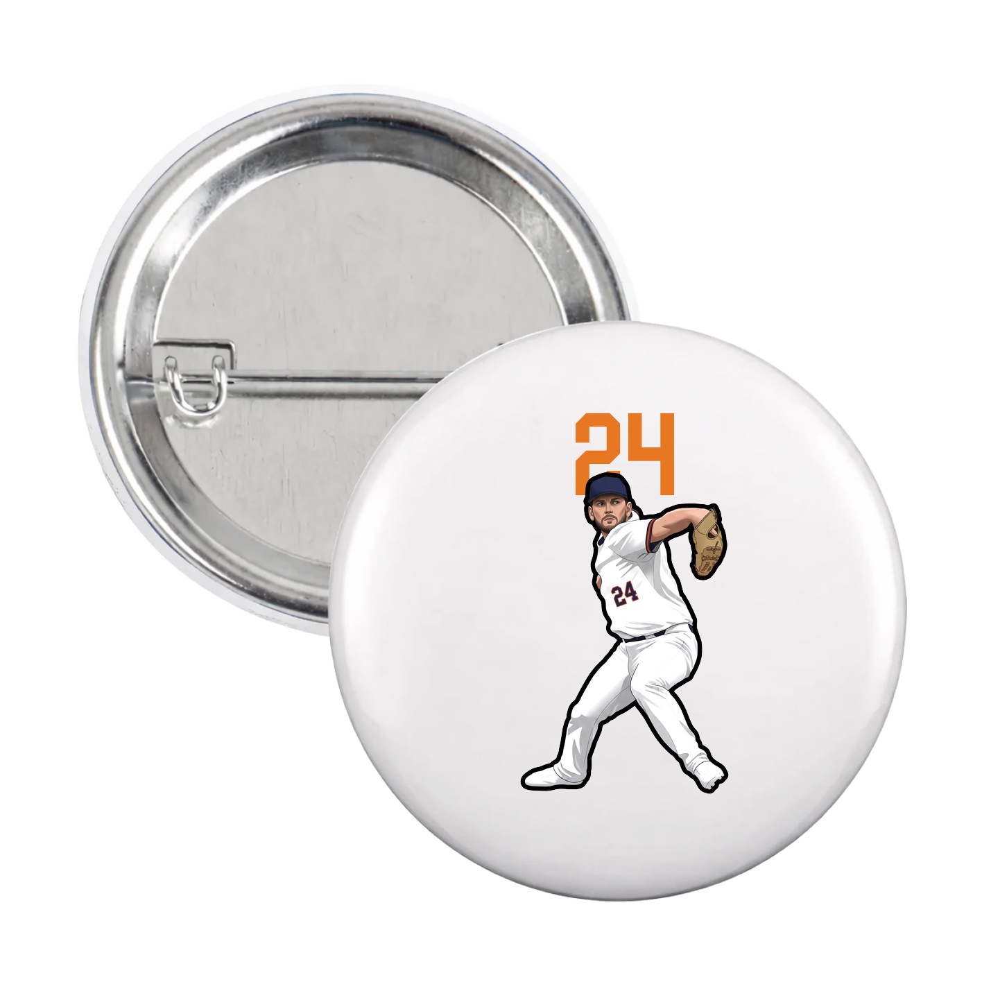 Game Day Button — Number Top in White