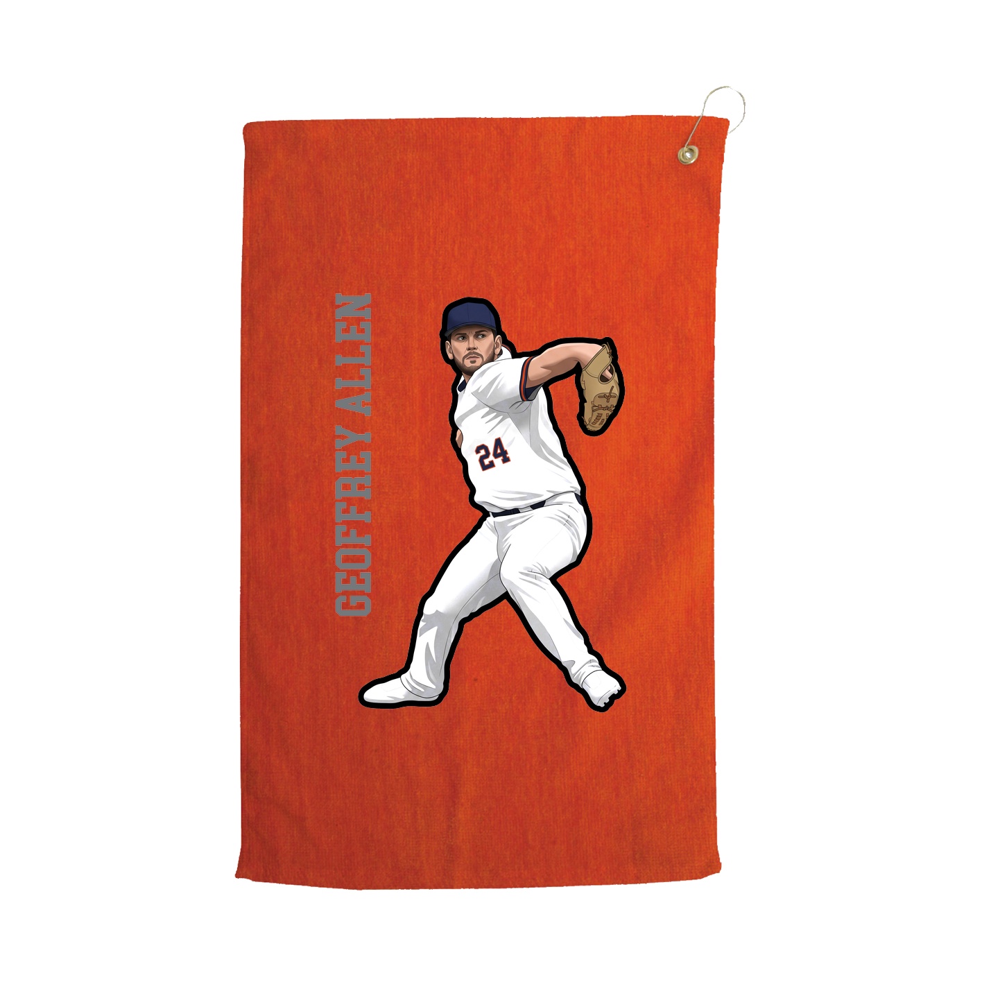 Golf Towel — Name Vertical in Orange