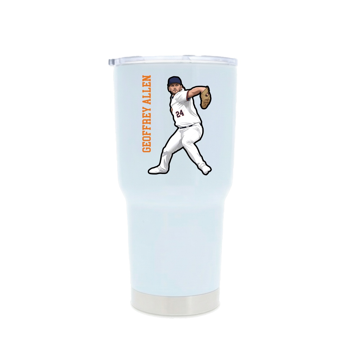 30oz Stainless Steel Tumbler — Name Vertical in White