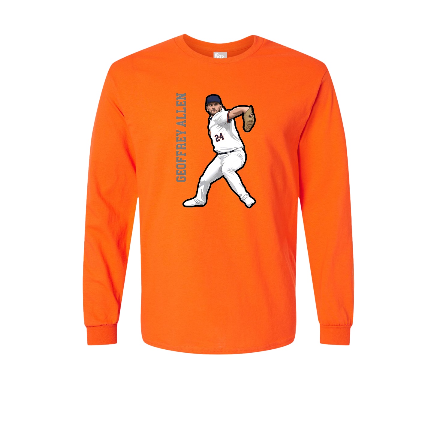 Long Sleeve Tee — Name Vertical in Orange