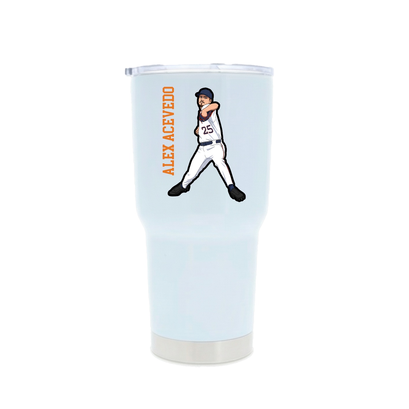 30oz Stainless Steel Tumbler — Name Vertical in White
