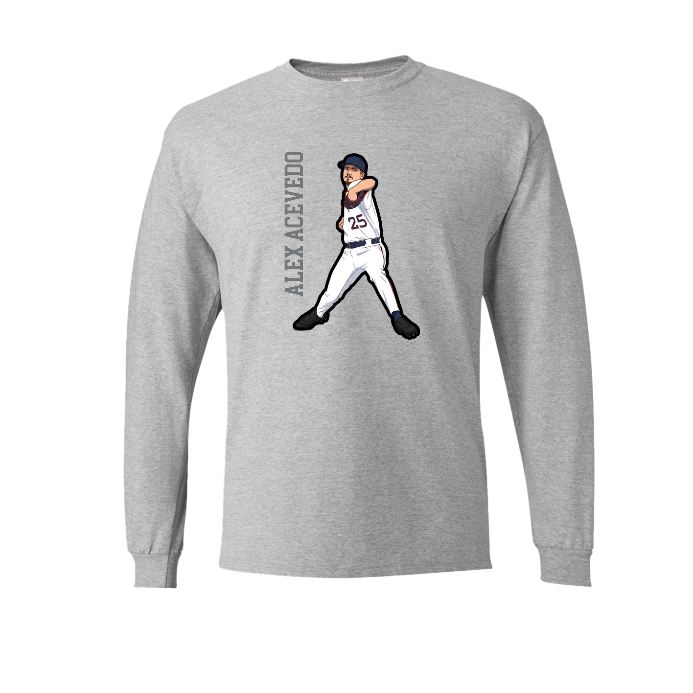 Long Sleeve Tee — Name Vertical in Grey