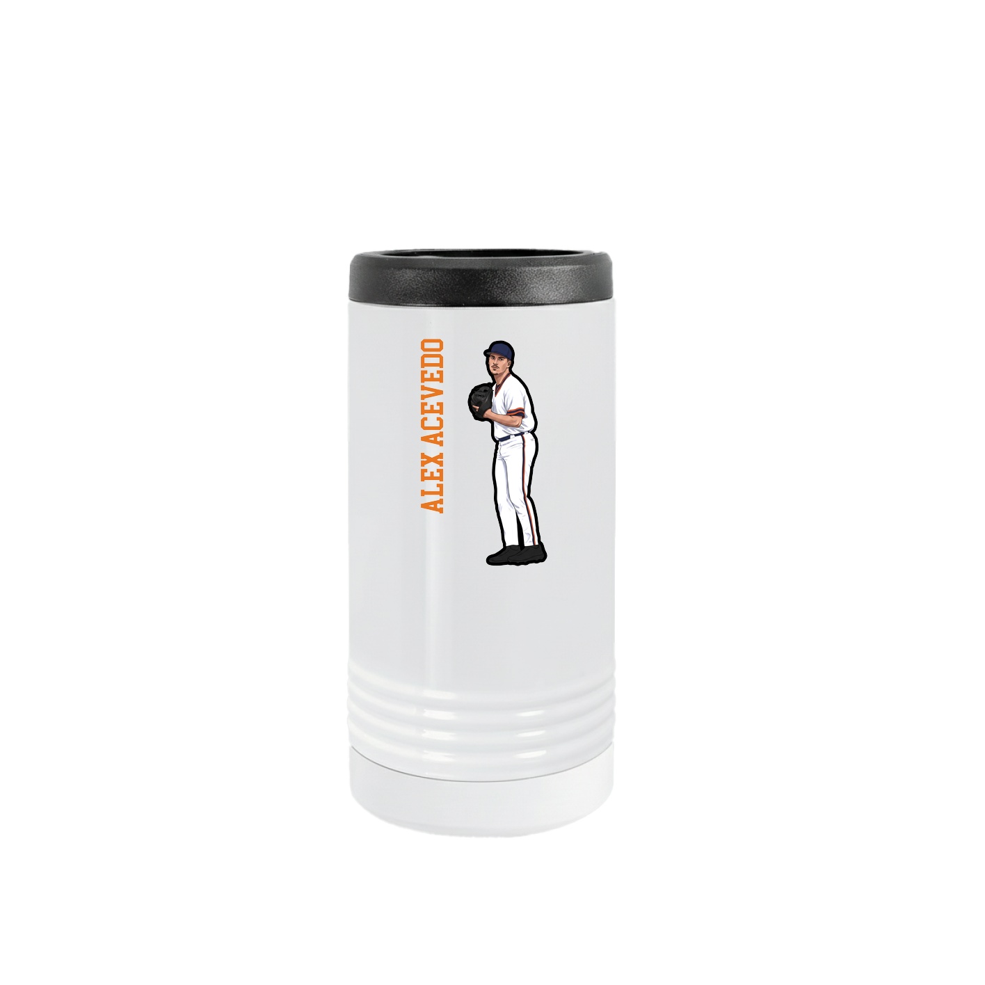Slim Beverage Holder — Name Vertical in White