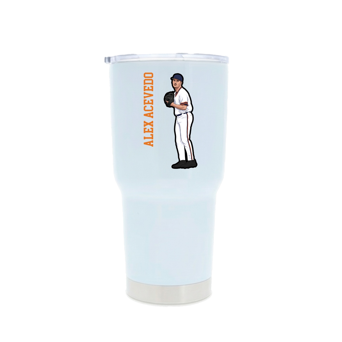 30oz Stainless Steel Tumbler — Name Vertical in White