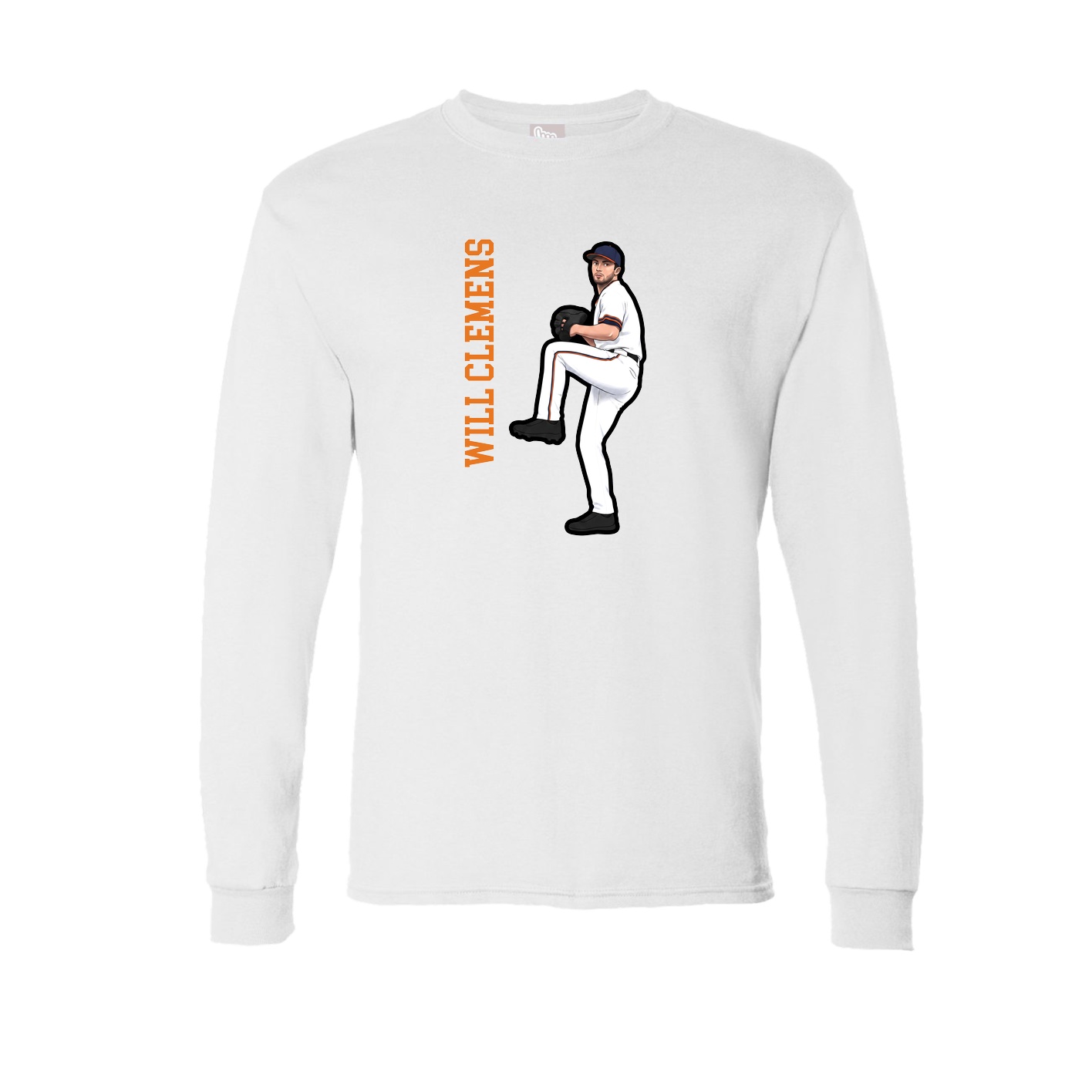 Long Sleeve Tee — Name Vertical in White