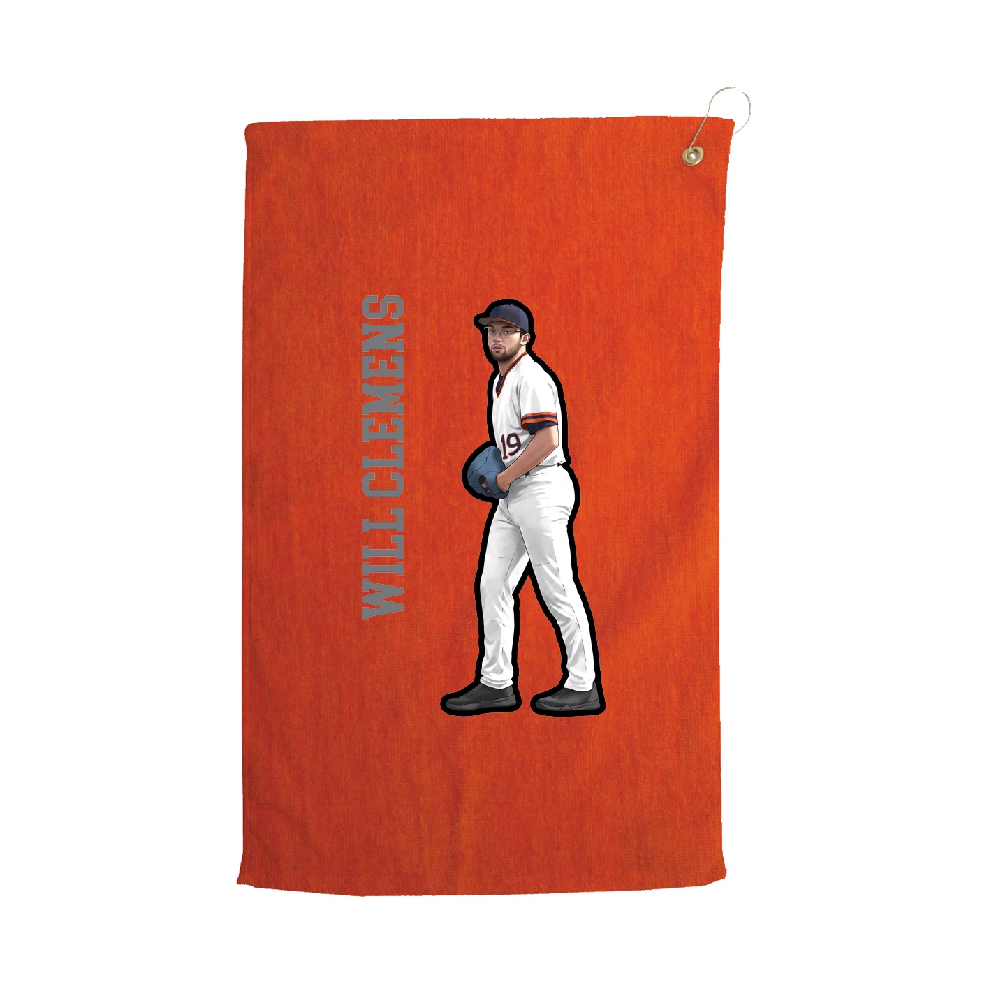 Golf Towel — Name Vertical in Orange
