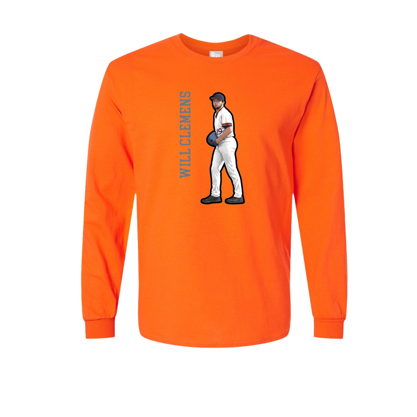 Long Sleeve Tee — Name Vertical in Orange