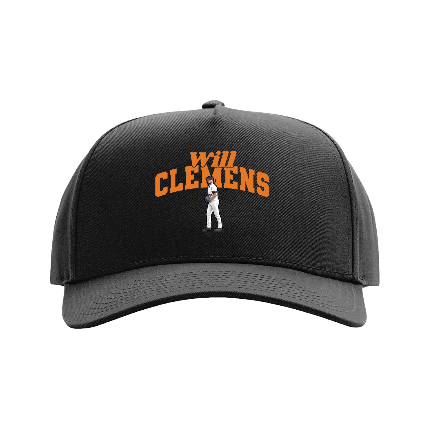 Full Fabric Five-Panel Champ Cap — Signature Arch in Black