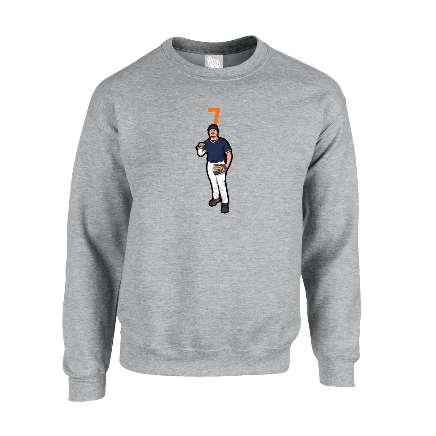 Fleece Crew — Number Top in Grey