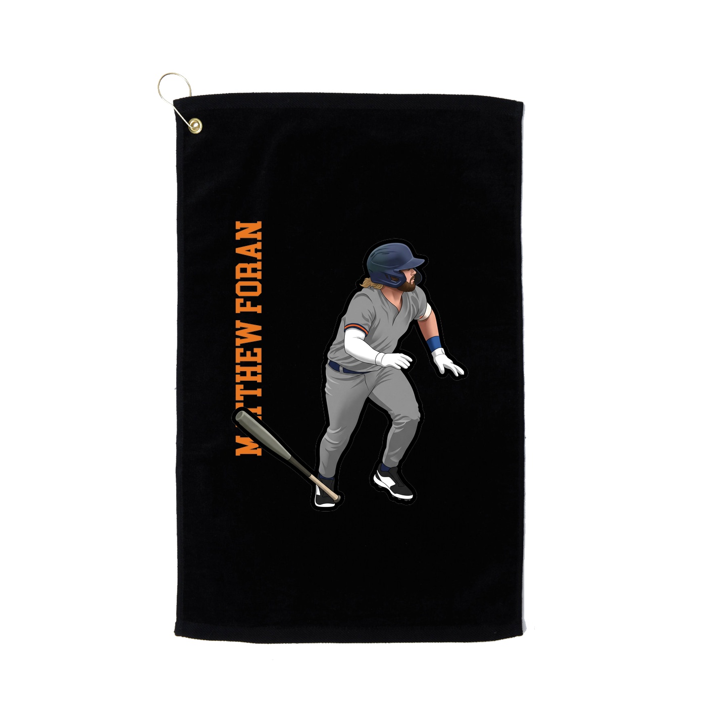 Golf Towel — Name Vertical in Black