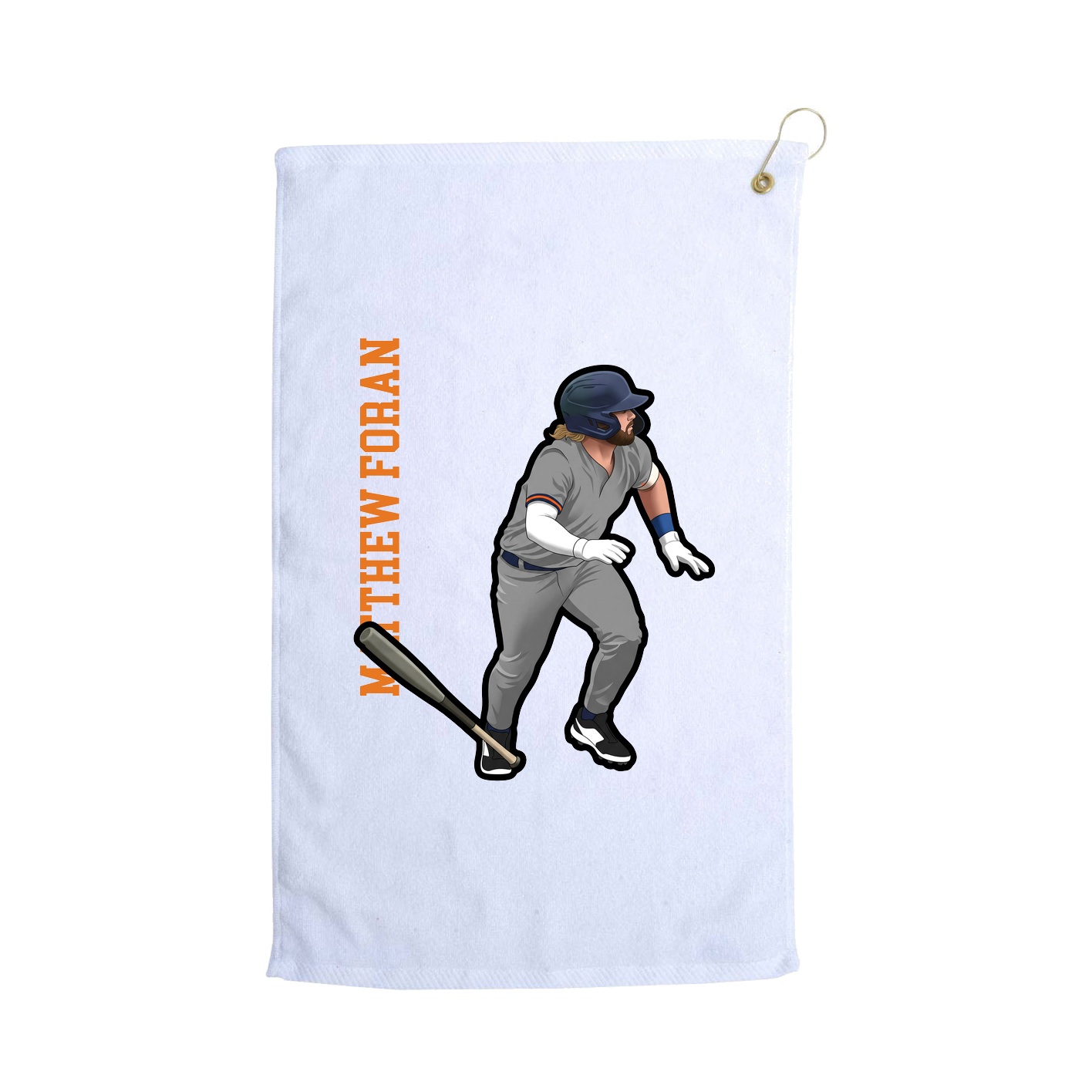 Golf Towel — Name Vertical in White