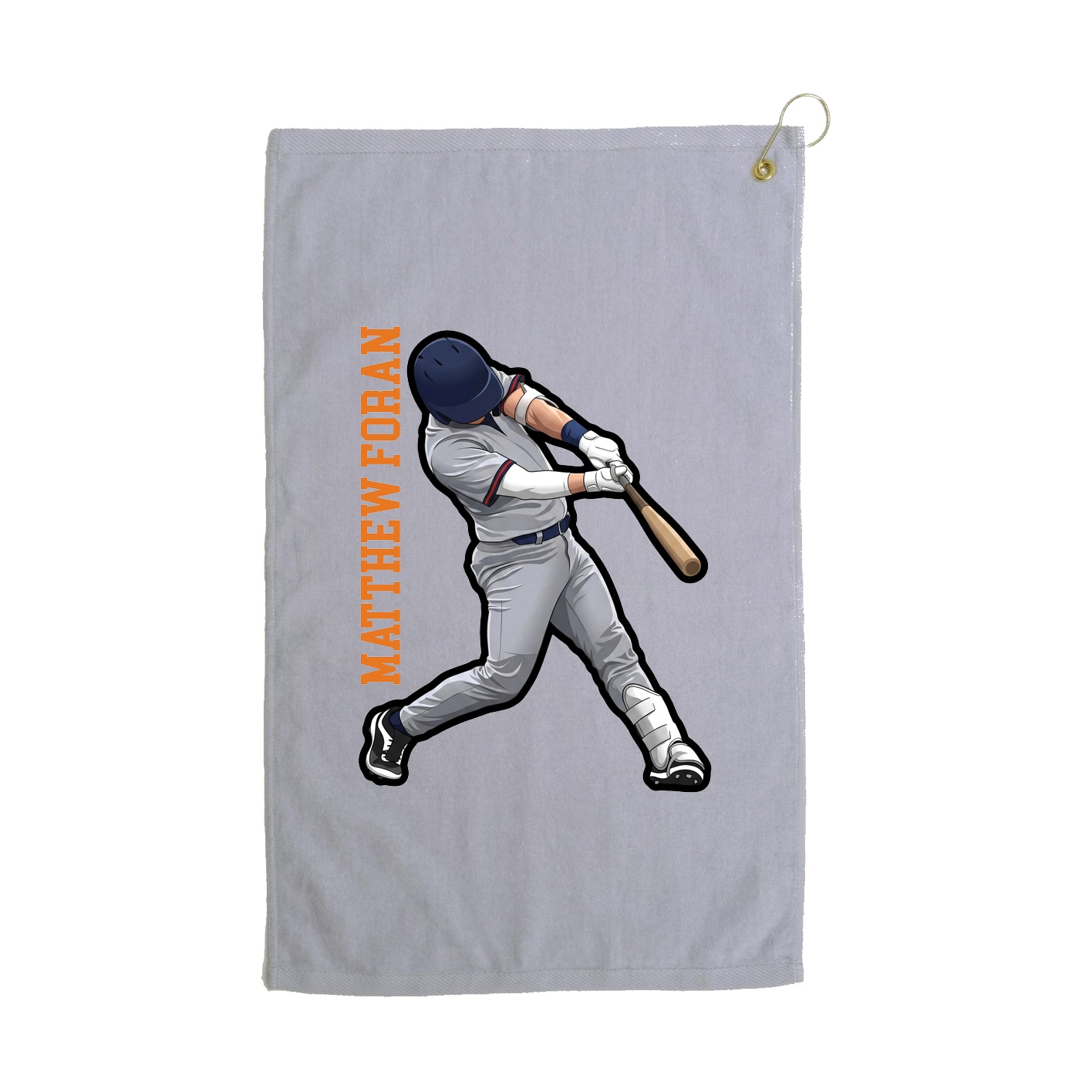 Golf Towel — Name Vertical in Grey